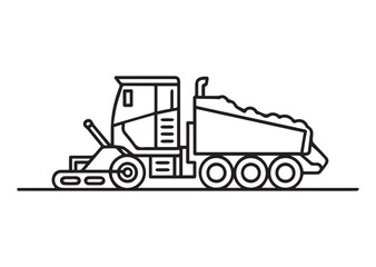 Road paver truck line art vector