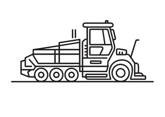 Road paver truck line art vector