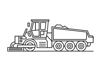 Road paver truck line art vector