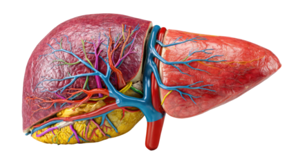 Human liver model anatomical organ illustration showing digestive system body part medical health education biology isolated on white background