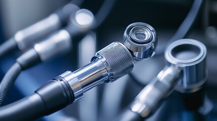 Endoscope close-up showing advanced features for internal examination in a medical setting