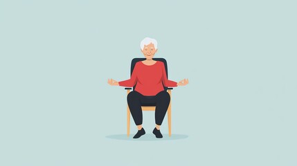 Senior practicing chair yoga indoors to enhance flexibility and relaxation during morning routine