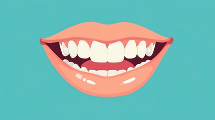Patient reviews new smile after dental treatment in a flat design style showing bright teeth