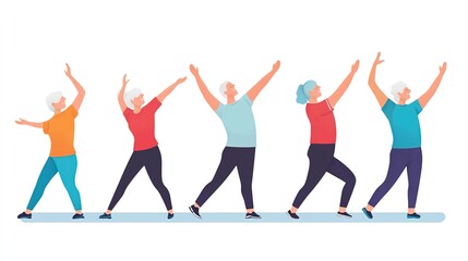 Gentle stretching exercises for seniors promoting flexibility and well-being in a calm indoor setting