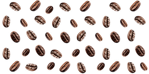 coffee beans isolated background. Roasted coffee beans Close up