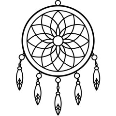 Dreamcatcher Jewels line art vector
