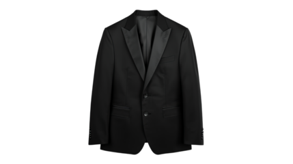 Vector illustration of black tuxedo jacket with satin lapels isolated on transparent background