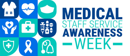 medical staff service awareness week Geometric shape pattern background, banner, card or poster design template is observed every year during November, to raise awareness about the mission. Vector