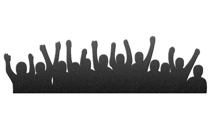 Silhouette of people raising hands up