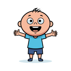 Cute Happy Cartoon Boy Character Vector Illustration