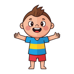 Cute Happy Cartoon Boy Character Vector Illustration
