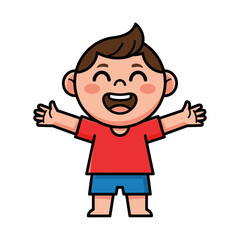 Obraz premium Cute Happy Cartoon Boy Character Vector Illustration
