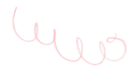 Hand drawn pink pencil lines, circles, stripes and squiggly lines on transparent background.