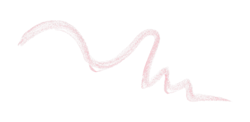 Hand drawn pink pencil lines, circles, stripes and squiggly lines on transparent background.