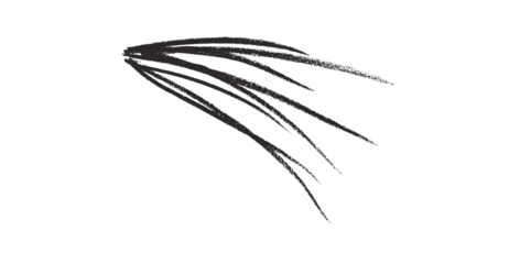 Hand drawn black pencil lines, circles, stripes and squiggly lines on transparent background.