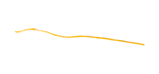 Hand drawn yellow pencil lines, circles, stripes and squiggly lines on a transparent background.