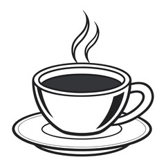 Black Colour hot cocoa Vector Illustration, Solid White Background (3).eps