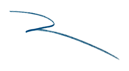 Hand drawn blue pencil lines, circles, stripes and squiggly lines on transparent background.