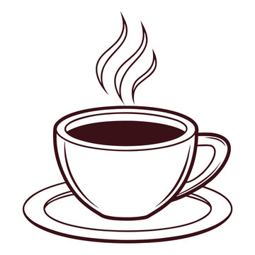 steaming coffee cup on saucer clip art preview