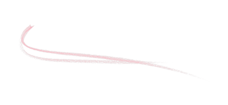 Hand drawn pink pencil lines, circles, stripes and squiggly lines on transparent background.