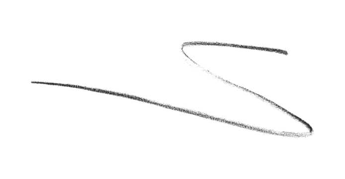 Hand drawn black pencil lines, circles, stripes and squiggly lines on transparent background.