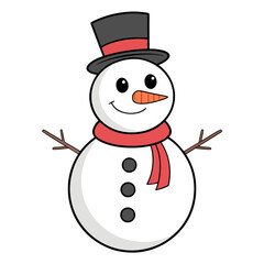 Black Colour snowman Vector Illustration, Solid White Background (2).eps