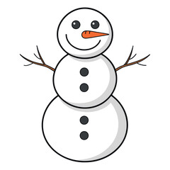 Black Colour snowman Vector Illustration, Solid White Background (4).eps
