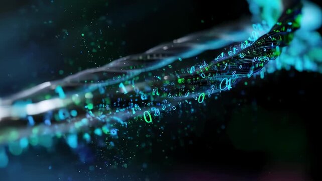 Abstract digital wave with glowing numbers