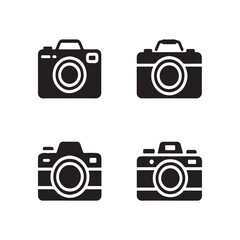 Modern Camera Bag Solid Icons Set