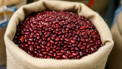 Red beans in burlap sack (1)