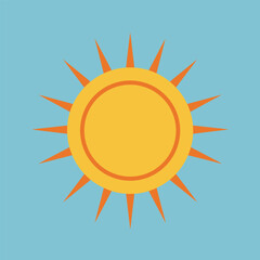 Illustration of a bright yellow sun with orange rays against a blue sky.