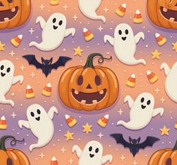 Creepy cute halloween poster, Halloween Day party Poster,Cute Halloween Patterns, Halloween background, Halloween Background With Pumpkins And Spooky Elements,Spooky Halloween Night. Magical Night 