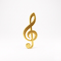 Obraz premium A golden treble clef isolated on a white