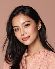 Beautiful Korean-Filipino Woman Portrait with Natural Elegance