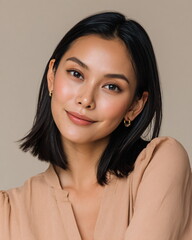 Beautiful Korean-Filipino Woman Portrait with Natural Elegance