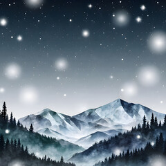 A mystical and atmospheric digital painting of a winter night scene