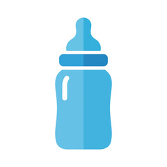Fototapeta premium Blue baby bottle for feeding infant milk or formula, simple design