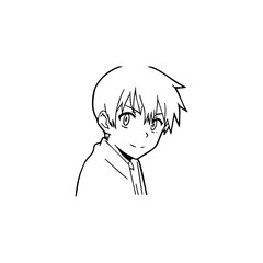 Black and white hot anime character line art illustration, stylish minimal outline drawing in clean style