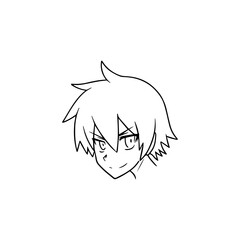 Black and white hot anime character line art illustration, stylish minimal outline drawing in clean style