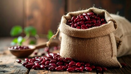 Red beans in burlap sack (2)