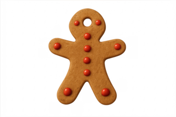 Gingerbread man cookie with red candy buttons