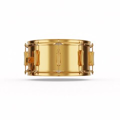 A golden drum with drumsticks isolated on a white