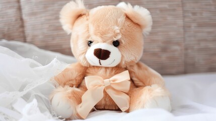 Fototapeta premium Cuddly Teddy Bear Toys: Fluffy Brown Stuffed Bears, White Plush Teddies & Christmas Gift Decoration