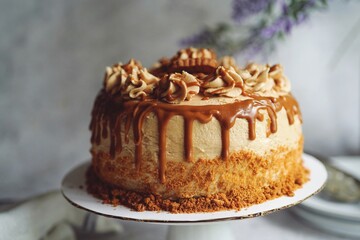 Homemade Cokkie butter cake with buttercream frosting