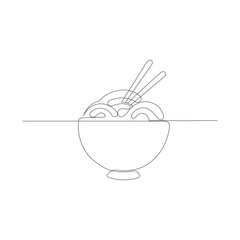 Continuous Delicious Noodle Ramen Japanese Food one Line Art Vector Illustration