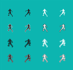 Collection of Runner Sport Silhouettes A set of vector person running, jogging, and sprinting. Perfect for sports graphics, fitness apps, and athletic apparel designs.