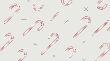 Seamless pattern with candy canes and snowflakes on a light background for christmas holiday design