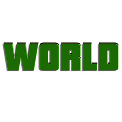 Bold Green 3D "WORLD" Text Graphic