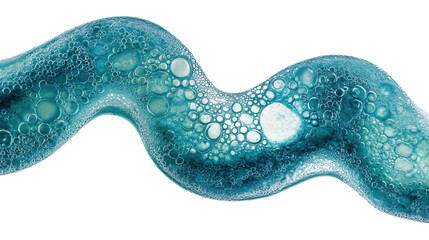 Organic fluid pattern of layered sea foam with vivid aquatic tones, isolated on transparent background.
