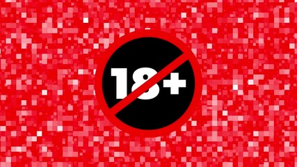 Under 18 warning animated sign 4K age restriction for mature audiences